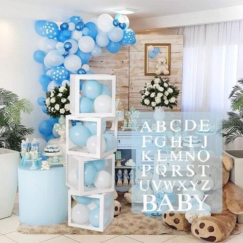 Letters Transparent Box Balloons Accessory Baby Shower 1st One Birthday Balloons Wedding Decoration Balloons Box Party Balloons