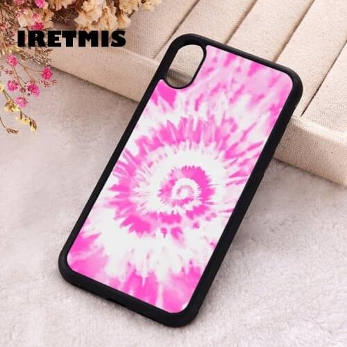 Iretmis 5 5S SE 2020 Phone Cover Cases for iPhone 6 6S 7 8 Plus X Xs Max XR 11 12 MINI Pro Rubber Silicone Pink Tie Dye Design