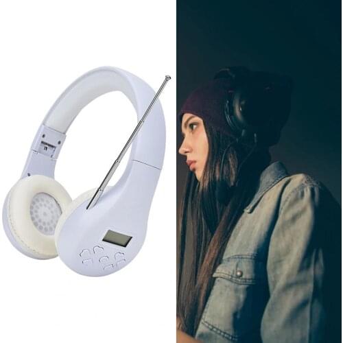 HRD-600 Wireless Headphone FM Headset Foldable LCD Display 3.5mm Practical FM Headset with External Antenna for Teaching