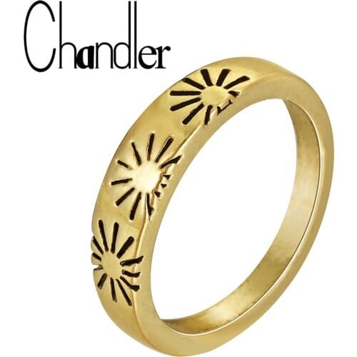 Chandler Retro Sun Rings For Men Solar Enclose Classic Gold Silver Color Plated Old Amulet Viking Male Jewelry Vintage Bague