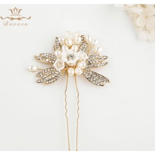 Handmade Shell Wedding Hair Accessories European Gold Brides Hairpins Leaves Hair Hairbands Women Hair Sticks