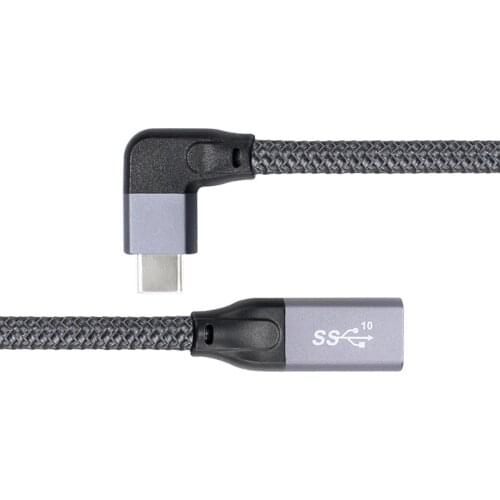 USB-C USB 3.1 Type C Male Left Right Angled to Female Extension Data Cable with Sleeve for Laptop