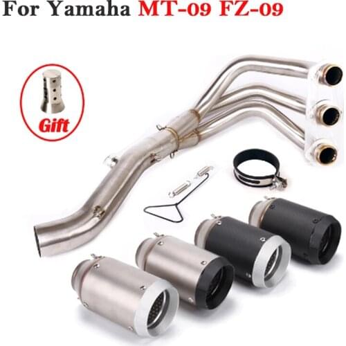 Full System Motorcycle Racing Exhaust Escape For Yamaha MT-09 MT09 FZ-09 Modified Front Link Pipe Carbon Fiber Muffler DB Killer