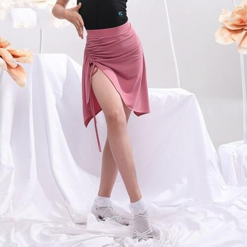 New Latin Dance Skirt Kids Practice Ping/Black Clothing Professional Rumba Tango Samba Cha Cha Dance Training Clothes DWY5681