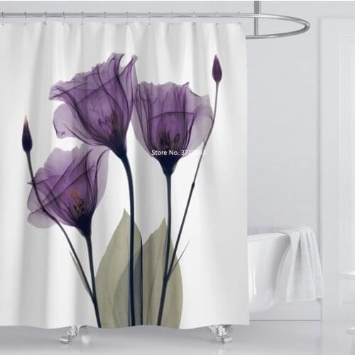 New 3D Oil Painting Map Flower Print Shower Curtain Bathroom Decoration Polyester Waterproof and Mildew Proof Curtain