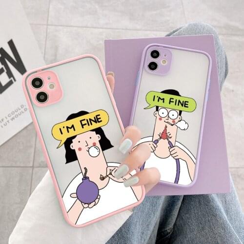 I am Fine Couple Phone Cases for iPhone 6s 7 8 Plus SE 2020 12 Pro Max 11 pro max X XS MAX XR Hard Shockproof Back Cover Shell