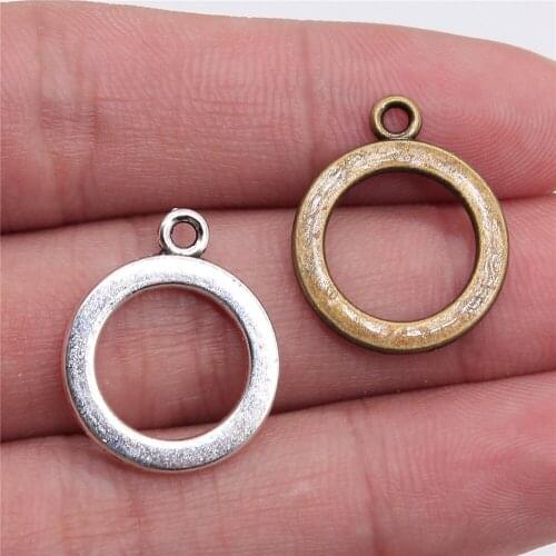 10pcs 22x18mm Glossy Circle Charms Pendant For Earring Making DIY Jewelry Findings 2 Colors