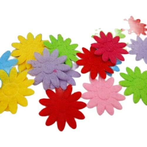 100pcs/lot Mixed Color flower shapes felt patch applique Felt scrapbooking sticker DIY Felt Pads