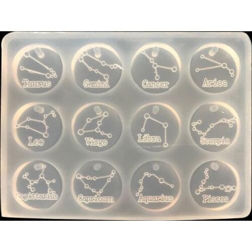 12 Constellations Discs Pendant Epoxy Resin Molds For Jewelry Making Silicone Mold For Resin Jewelry Tools