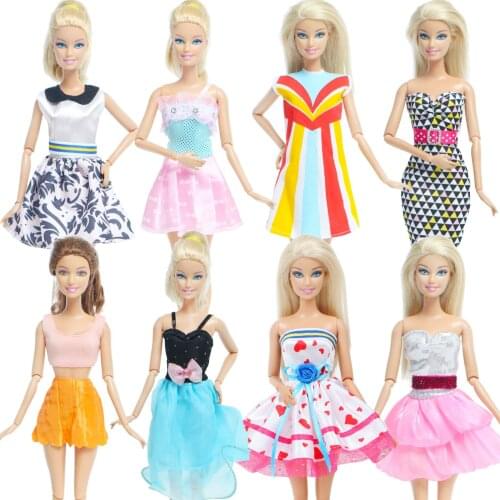 1x Handmade Summer Dress Wedding Party Mini Gown Skirt Daily Casual Wear Clothes for Barbie Doll DIY Accessories Baby Girl Toys