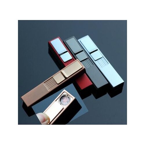 2PCS/LOT High Quality Long shape Metal Case USB Eletrical Cigar Lighter Flameless Lighter