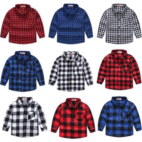 2020 Spring Autumn New Boys Long Sleeve Classic Plaid Shirts Tops With Pocket Baby Boys Casual Shirt Kids Clothing For 2-8 Age