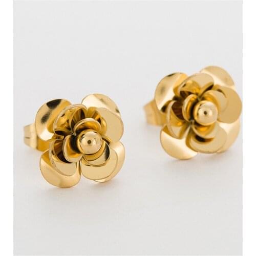 2021 New Fashion Sweet Camellia Titanium Steel Earrings Crystal from Swarovskis 2 Colors Fit Women and female As Lovely Gifts