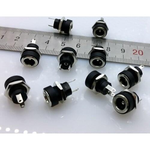 2pin 5.5x2.1mm DC power supply socket DC Female Panel Mount Connector 10pcs/lot