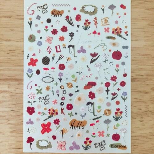 3D Nail Sticker Colorful Flower Design DIY Tips Nail Art Decoration Packaging Self-adhesive Transfer Decal Slider