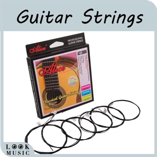 6 Strings /1 Set Alice Classical Guitar Strings AC136BK With Black Nylon
