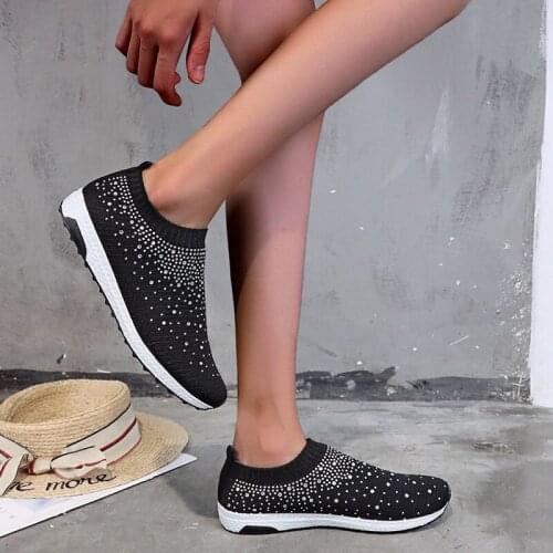 BALENC Fashion Running Sneaker Shoe Women Zapato De Mujer Crystal Sneaker Platform Chaussures Female Rhinestone Shoes Big 35-43