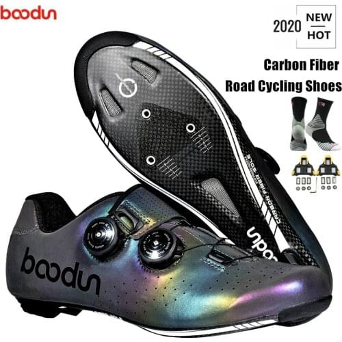 BOODUN 2020 new colorful luminous carbon fiber cycling shoes outdoor men women professional cycling enthusiast road bike shoes