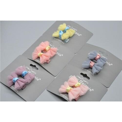 Boutique 30Pairs Fashion Cute Gauze Hair Bow Hairpins Solid Mini Bowknot Hair Clips Princess Headwear Hair Accessories