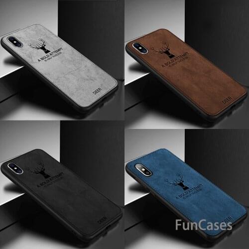 Coque Sfor Iphone Xr /Xs Max 7 8 //6S 6 Plus Cover Fashion Elk Patter Cloth Texture Cases For Iphone 7 Silicon Cover 6S
