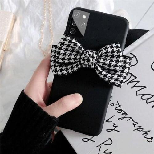 For samsung s21 Note 20 ultra S20 FE a12 a02s m31s Fashion lattice bow phone case for samsung a51 a71 s21 s10 a21s soft cover