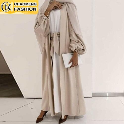 Eid Mubarak Elegant Simple Abaya Dubai Muslim For Women Cardigan Kaftan Turkey Islamic Clothing Caftan Arabic Femme Modest Robe