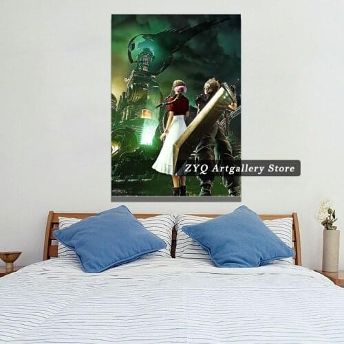 Final Fantasy Game Poster Tifa Cloud and Aeris Canvas Painting Home Decoration Cartoon Movie Poster Wall Art Pictures