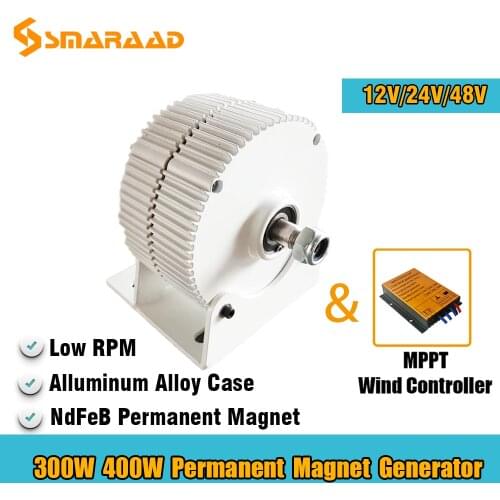 300W 400W 12V 24V 48V Gearless Permanent Magnet Generator With Free MPPT Wind Controller Use For Wind Turbine Water Turbine DIY