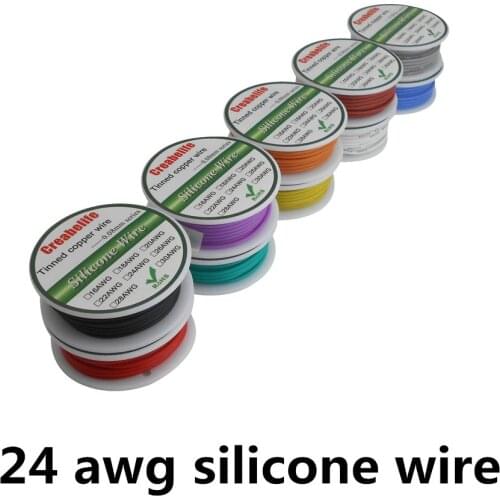 6m 24 AWG Flexible Silicone Wire RC Line Cable OD 1.6mm With 10 Colors to Select With Spool Tinned Copper Wire Electrical Wire