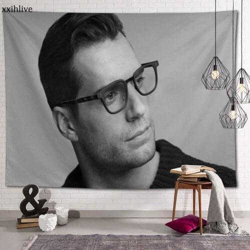 Custom Tapestry Actor Henry Cavill Printed Large Wall Tapestries Hippie Wall Hanging Bohemian Wall Art Decoration Room Decor