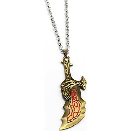 Game God Of War Necklace Sword OLYMPUS KRATOS Blades of Chaos Metal Pendant Link Chain Men Women Necklaces Charm Gifts Jewelry