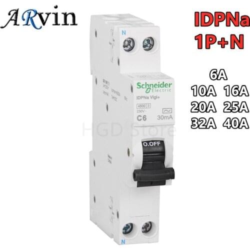 Schneider Electric MCB Circuit Breaker Air Switch 18mm Small MINI 4.5KA 2p IDPNa 1P+N AC 10A 16A 20A 25A 32A 40A