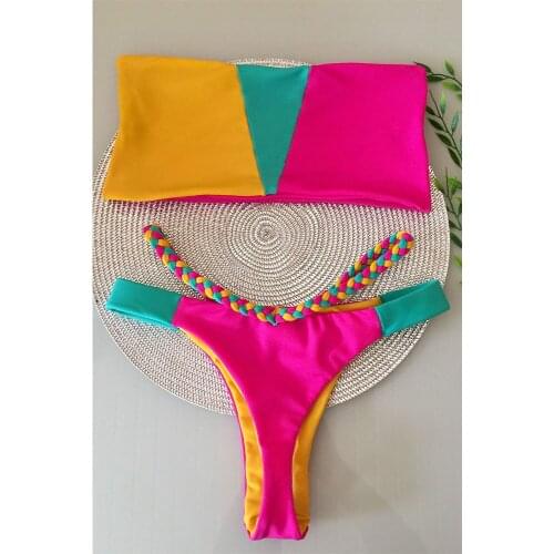 Ruffled Bikini Set 2020 Sexy Flounce Biquini Swimwear Women Swimming pants Swimsuit Floral Beachwear V-neck Bathing Suit