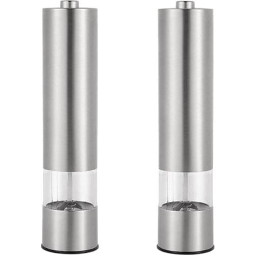 2Pcs Electric Salt and Pepper Grinder Mill Stainless Steel Pepper Spices Mill Cutter Kitchen Seasoning Tools for Cooking