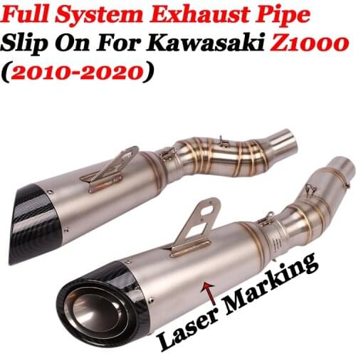 Motorcycle GP Exhaust Escape Moto Modified Carbon Muffler Middle Link Pipe Slip On For Kawasaki Z1000 ABS Z1000SX 2010 - 2019
