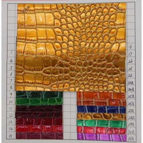 Latest style metal alligator grain leather crocodile pattern artificial PU leather fabric