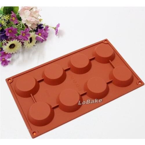 New arrivals 8 cavities thin round shape silicone cake moulds chocolate biscuit bakery DIY ice cube cheese tart cupcake mold