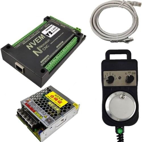 NVEM V2.1 motion control card 200kHz Mach3 CNC kit engraving machine motor controller 3-6 axis+electronic handwheel + DC 75W24V