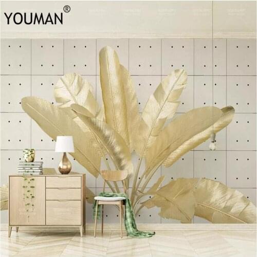 Wallpapers YOUMAN Custom 3D Gold Leaf Wallpaper Mural Modern European Decor Background Livingroom Bedroom Desktop Wall Covering