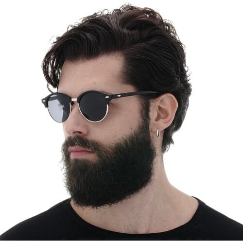 New Polarized Round Sunglasses Mens Womens Brand Designer Glasses Classic Sun glasses Driving Semi Rimless Eyewear 5104