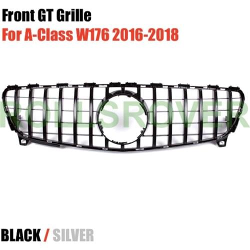 ROLLSROVER Front Bumper GT Grille Grill For A-Class W176 2016-2018 Black Silver