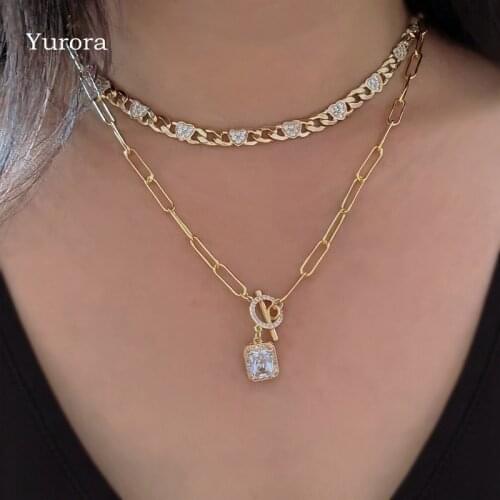 Luxury Gold Chain Choker Necklace aesthetic Fashions Zircon Necklaces For Women Girl Heart Streetwear white Crystal Jewelry 2021