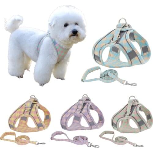 Dog Cat Harness Vest Adjustable Puppy Kitten Collars Cute Walking Lead Leash Set Chihuahua Harnesses Necklace For Small Dogs Pug