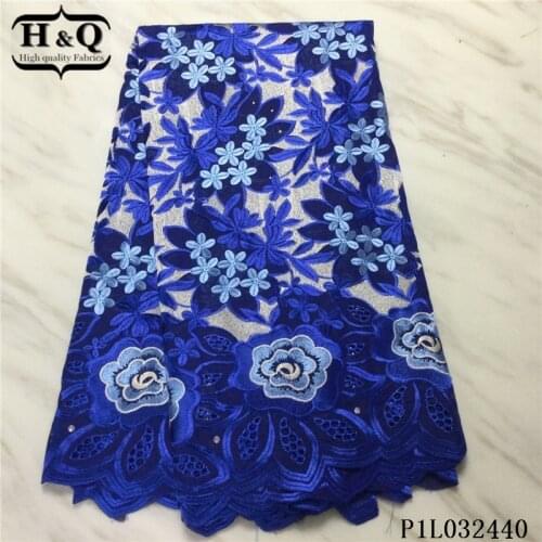 H&Q top grade swiss dry lace pure cotton fabric with rhinestones newest embroidered african lace fabric 5 yards/piece for dress