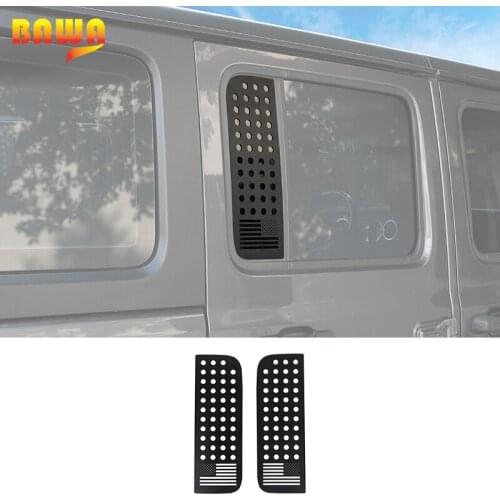 BAWA Car Rear Door Windows Glass Protection Stickers Cover Trim For 4-Doors Jeep Wrangler JL 2018 2019 2020 2021 Accessories