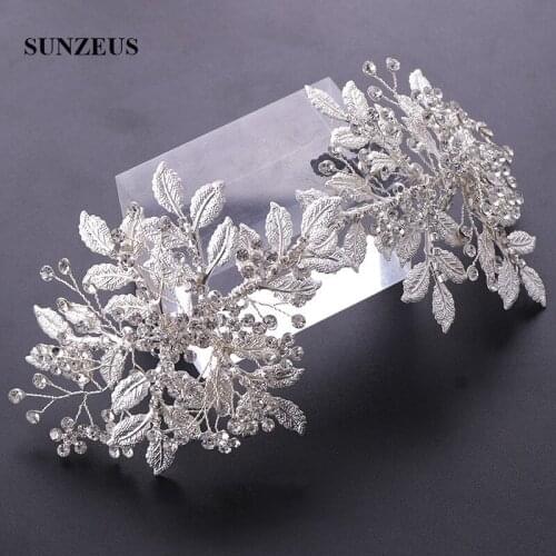 Silver Leaves Headband Clear Crystal Bridal Headpieces 2021 Newly Women Wedding Head Jewelry accessori per capelli HD21