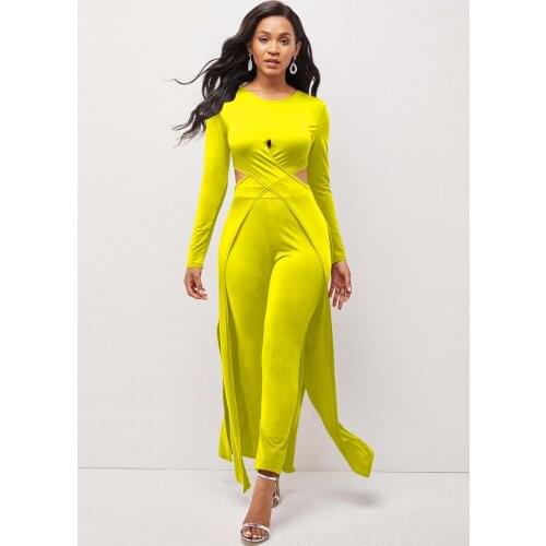 Ladies Suit Fashion Long Street Solid Color Coat And Trousers Two-piece Sexy Slim Waistless Dovetail Cloak Suit Women