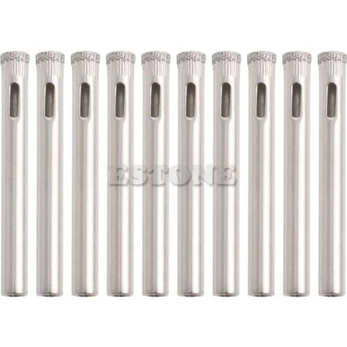 New 10Pcs 6mm Diamond Coated Core Drill Bits Hole Saw Glass Tile Ceramic Marble