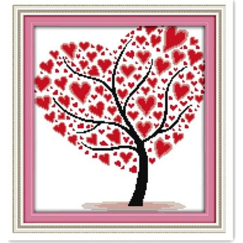 11CT 14CT Cross stitch Embroidery Set Love Tree Simple Modern Hand Sewing Kit Chinese Characteristics Wholesale Embroidery