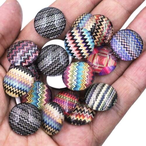 20PCS 18mm Multicolor Wave Glass Cameos Cabochons Round Domes DIY Scrapbook Handbag Handmade Crafts Jewelry Decor Accessories